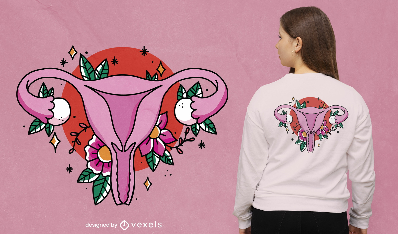 Geblümtes Uterus-T-Shirt-Design