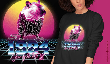 Ratte chinesisches Retrowave Sternzeichen T-Shirt psd