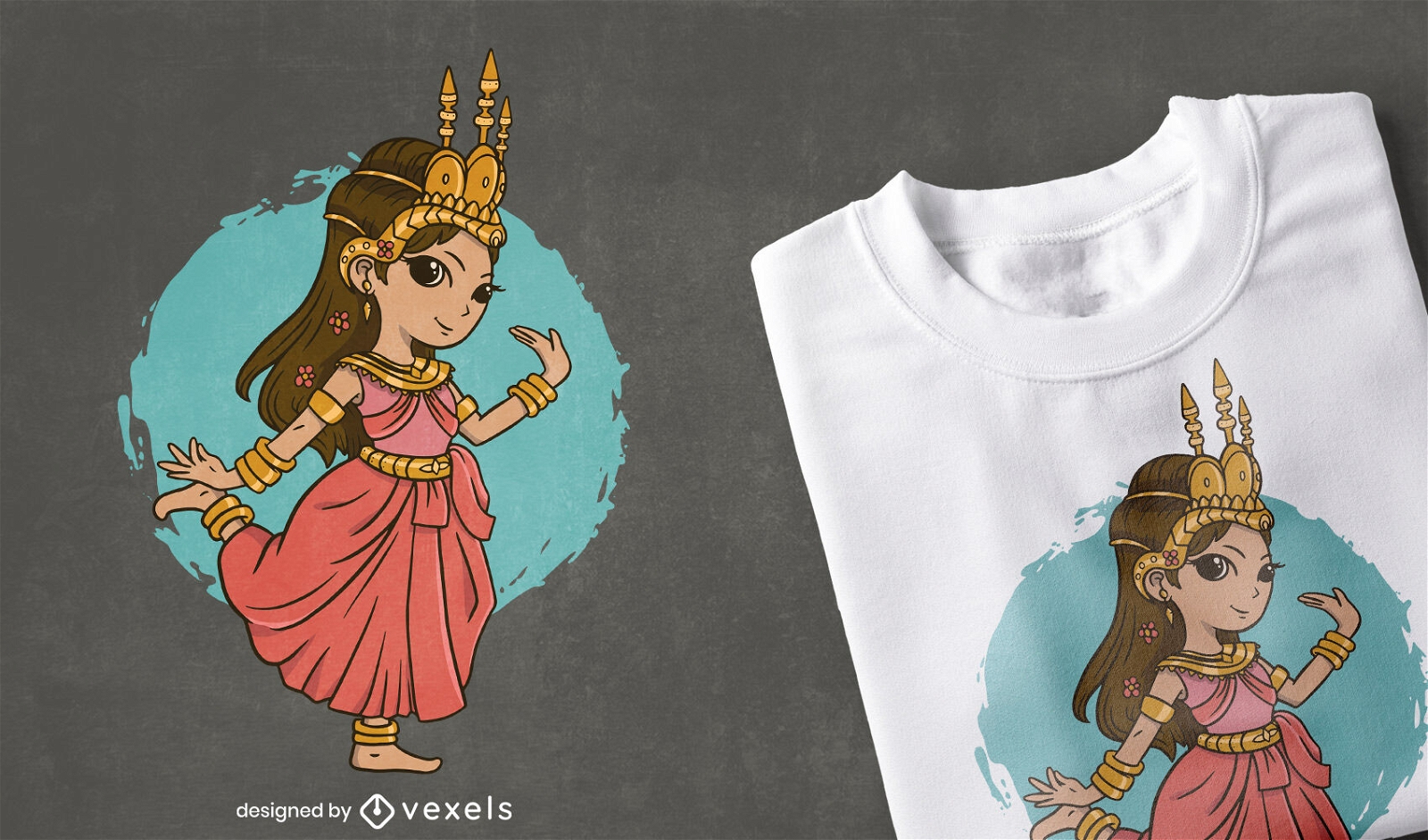 Design fofo de camiseta tailandesa Apsara