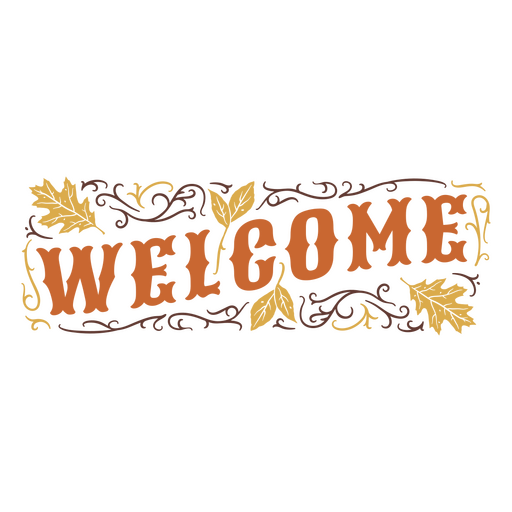 Welcome word autumn lettering PNG Design