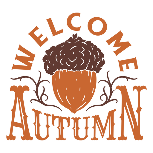 Letras de bolota de outono de boas-vindas