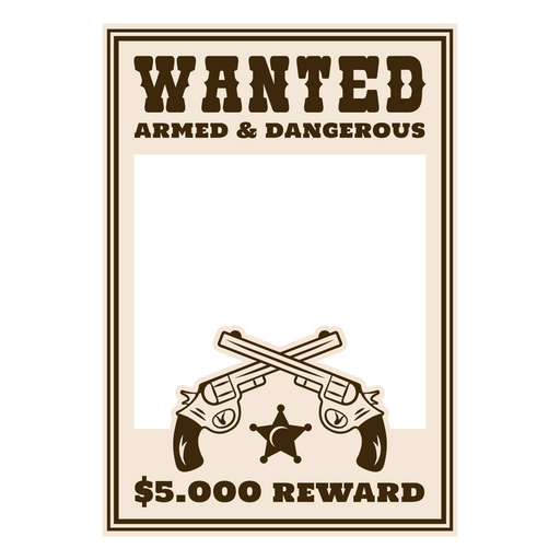 Wanted cowboy armed and dangerous filled stroke PNG Design
