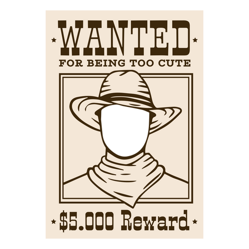 Wanted cowboy silhouette poster filled stroke PNG Design