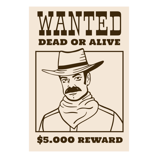 Cowboy wanted poster filled stroke PNG Design