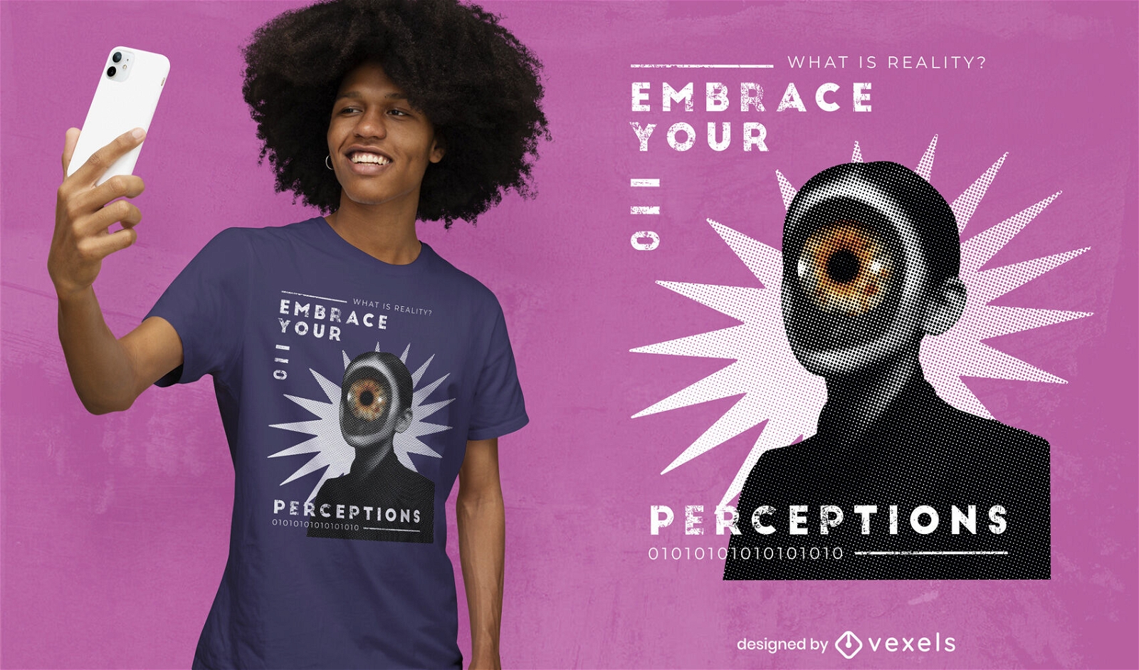 T-shirt de mulher com colagem de olhos gigantes psd