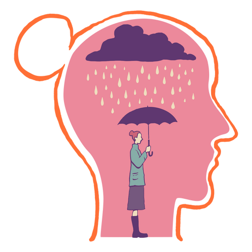 Thoughts of a girl in the rain PNG Design