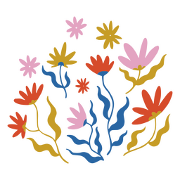 Cute flat flowers PNG Design