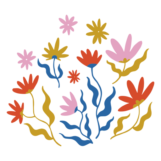 Lindas flores planas Desenho PNG