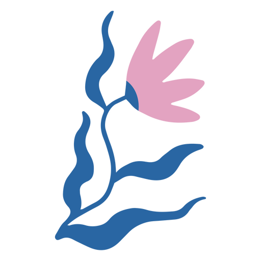 Blaue und rosafarbene flache Blume PNG-Design