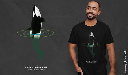 Camiseta del portal de animales marinos de ballena psd