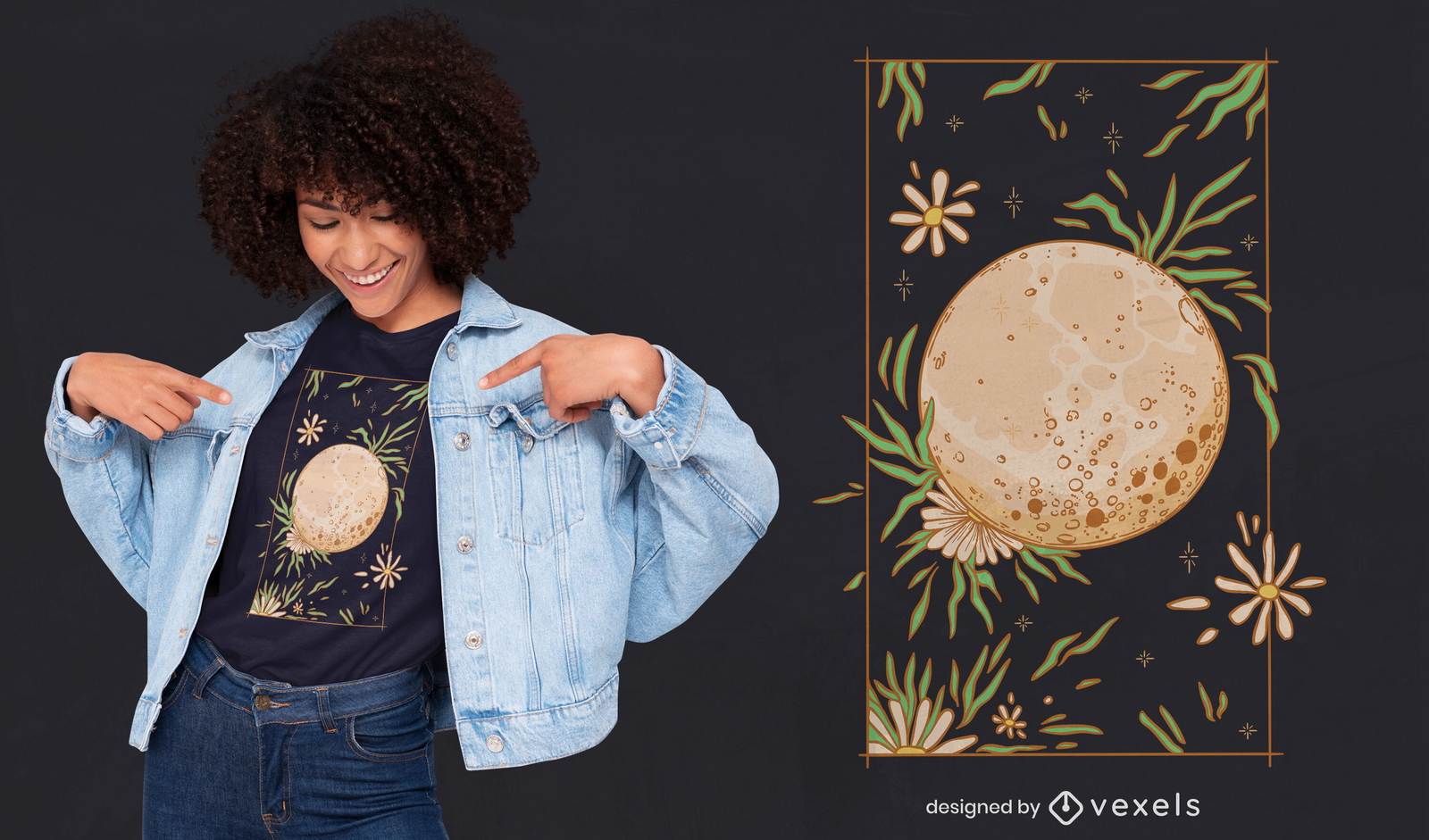 Diseño de camiseta Cottagecore Moon