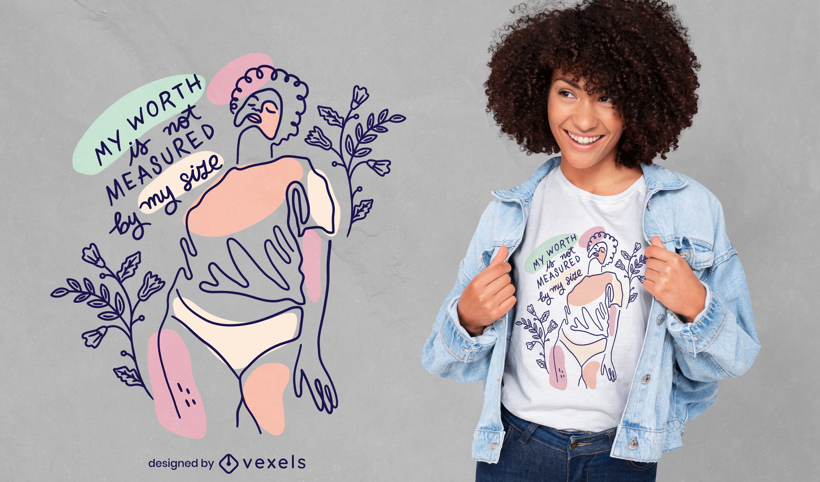 Diseño de camiseta cool body positivity