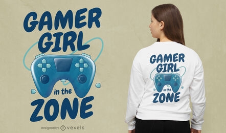 Diseño de camiseta joystick gamer girl