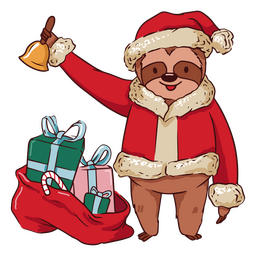Christmas Santa Claus sloth illustration PNG Design