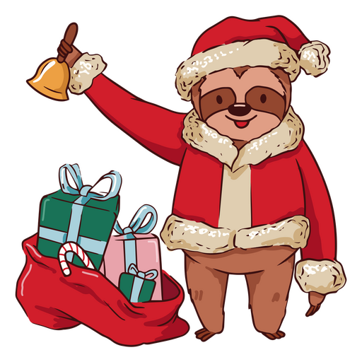 Christmas Santa Claus sloth illustration PNG Design