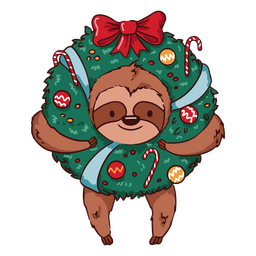 Christmas sloth with decorations illustration PNG Design