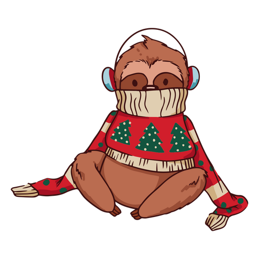 Preguiça de natal com traço de cor de suéter Desenho PNG