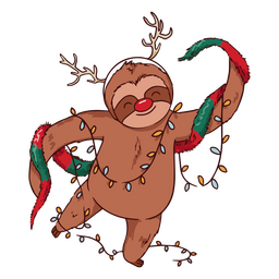 Sloth with Christmas decorations illustration PNG Design Transparent PNG