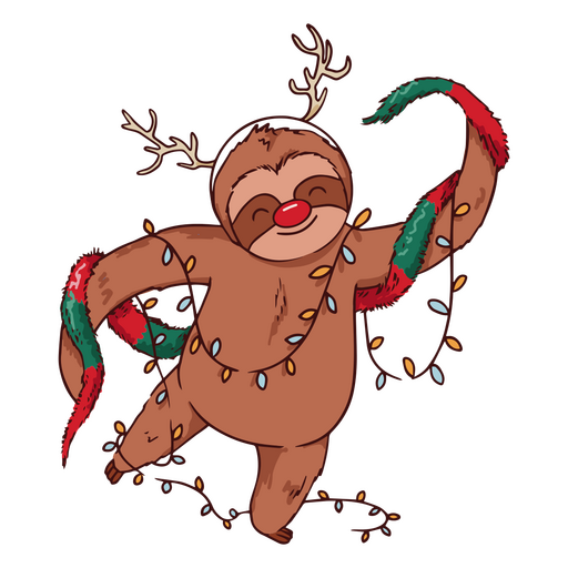Preguiça com ilustração de decorações de Natal Desenho PNG