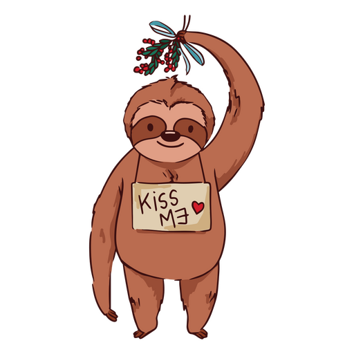 Sloth with Christmas Mistletoe PNG Design