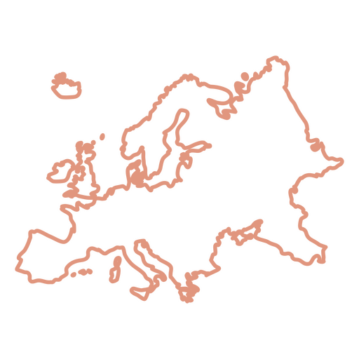 Europe Stroke Map PNG Design