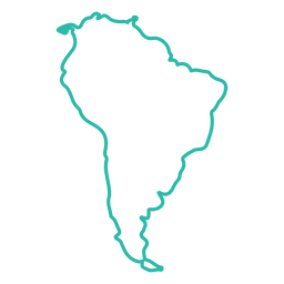 South America Continent Stroke Map PNG Design