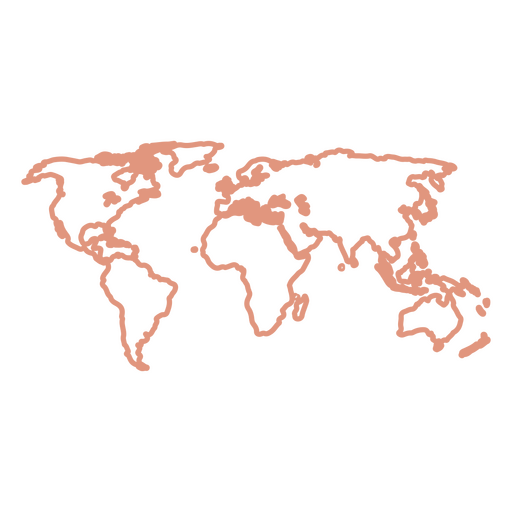 World map stroke continents PNG Design