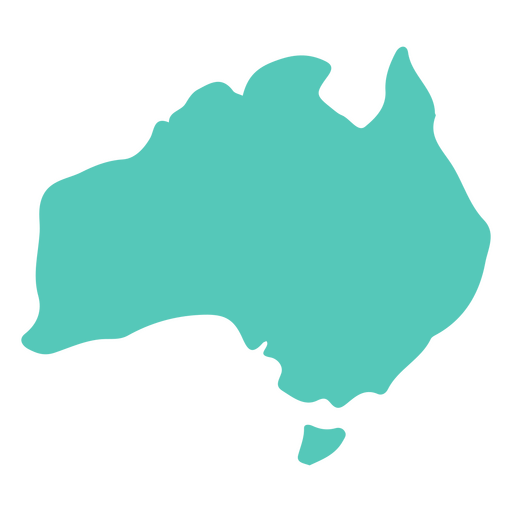 Australian Continent Map Silhouette PNG Design