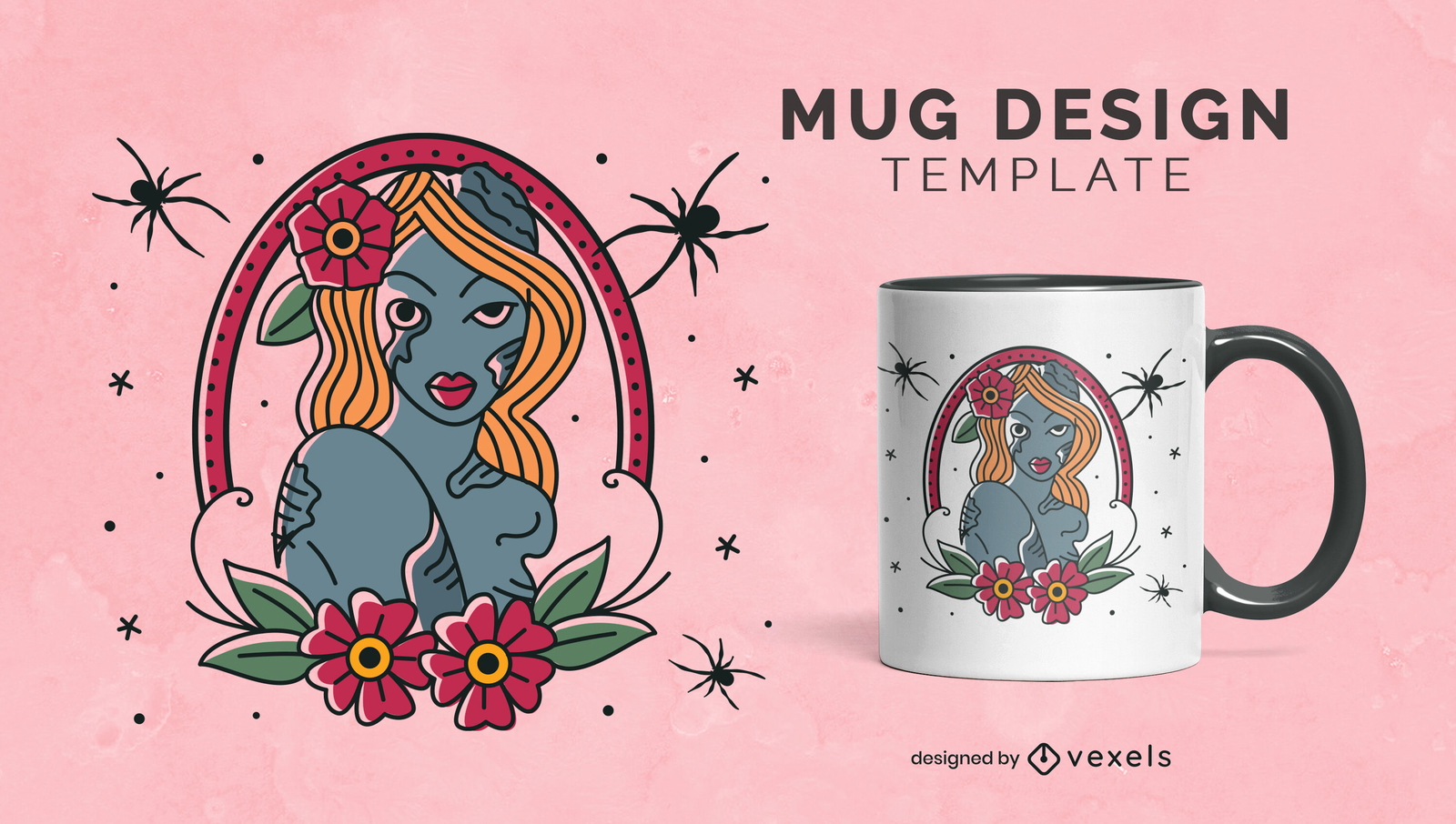 Design de caneca de mulher zumbi