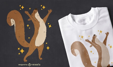 Desenho de t-shirt animal com esquilo feliz