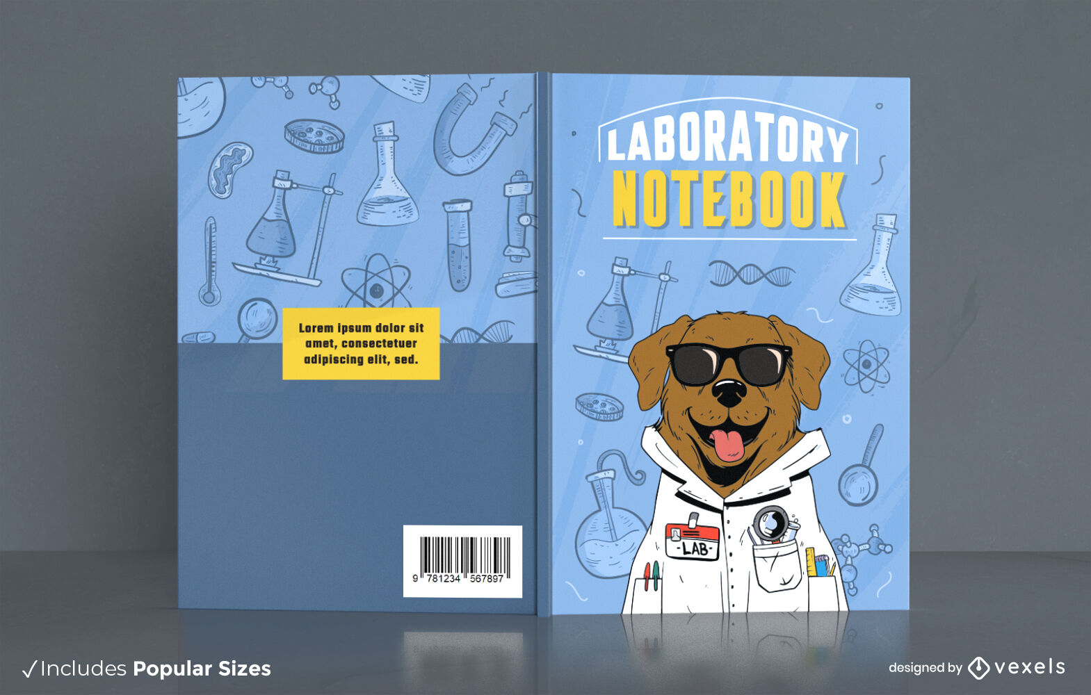 Projeto da capa do animal cientista do cão Labrador