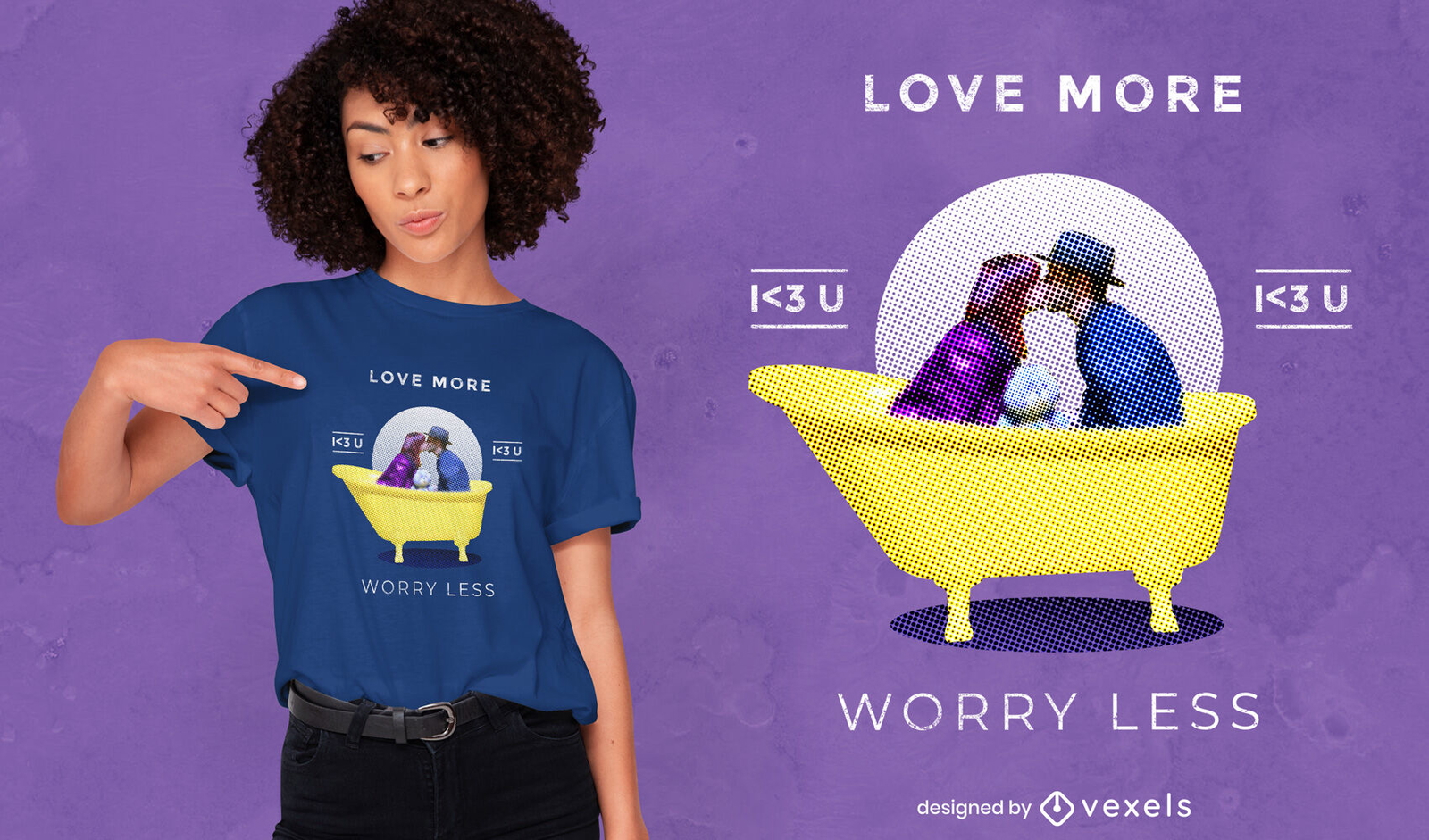 Pareja en bañera amor diseño de camiseta psd