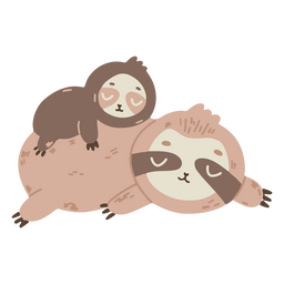 Süße Faultiere schlafen PNG-Design