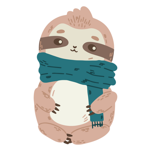 Cute sloth with a scarf  PNG Design