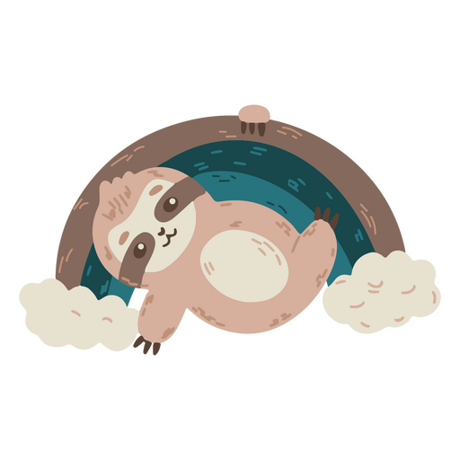 Cute sloth on a rainbow  PNG Design