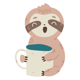 Cute sloth with a mug  PNG Design