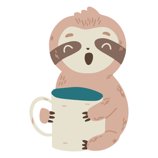 Cute sloth with a mug 