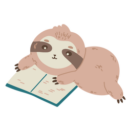Cute sloth reading  PNG Design