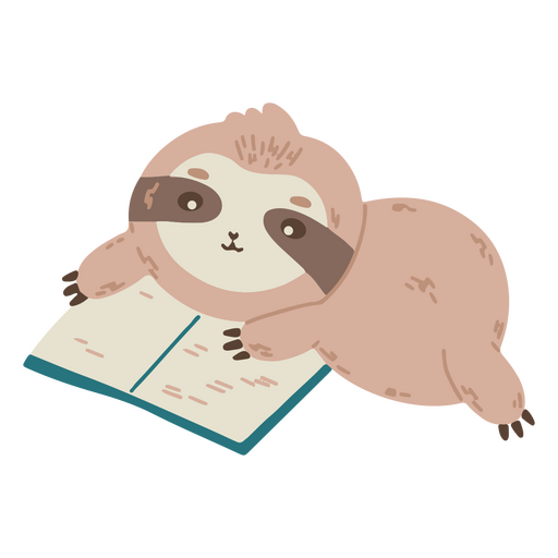 Cute sloth reading  PNG Design