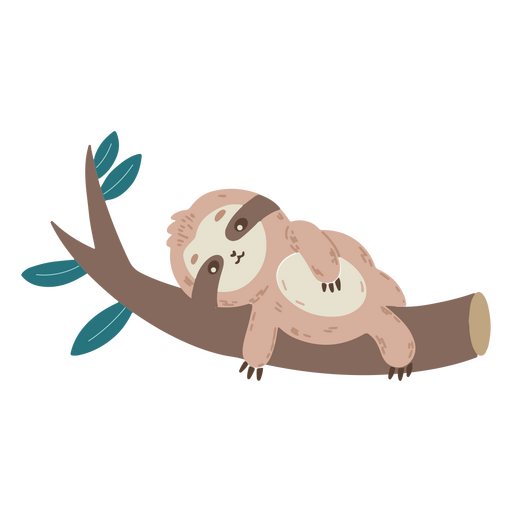 Lovely cute sloth on a branch PNG Design