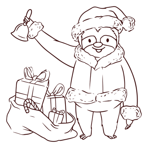Christmas Santa Claus sloth stroke PNG Design