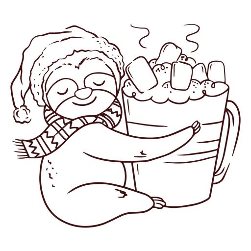Sloth and hot chocolate PNG Design
