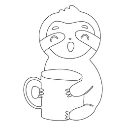 Faultier mit Becherstrich PNG-Design