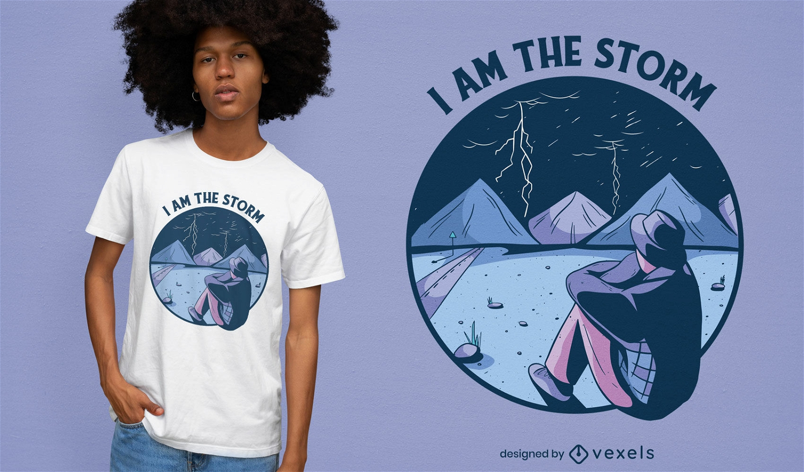 Man in storm nature t-shirt design