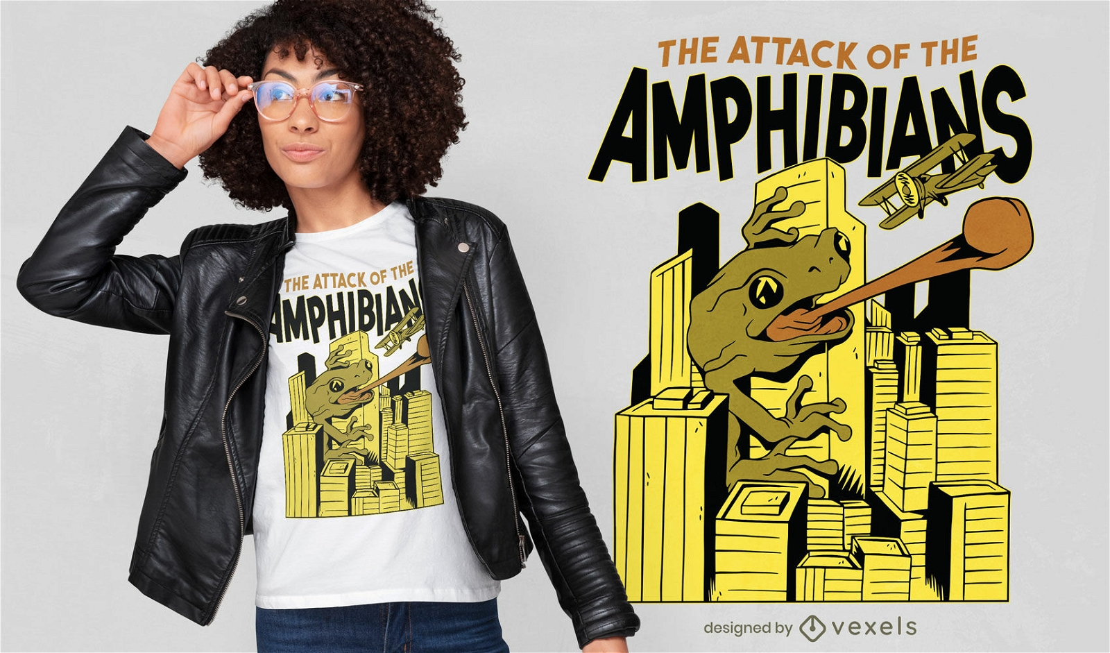 Ataque de los anfibios diseño de camiseta.