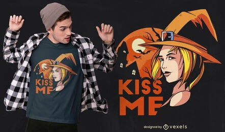 Kiss halloween witch t-shirt design