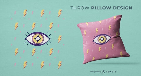 Memphis eye throw pillow design