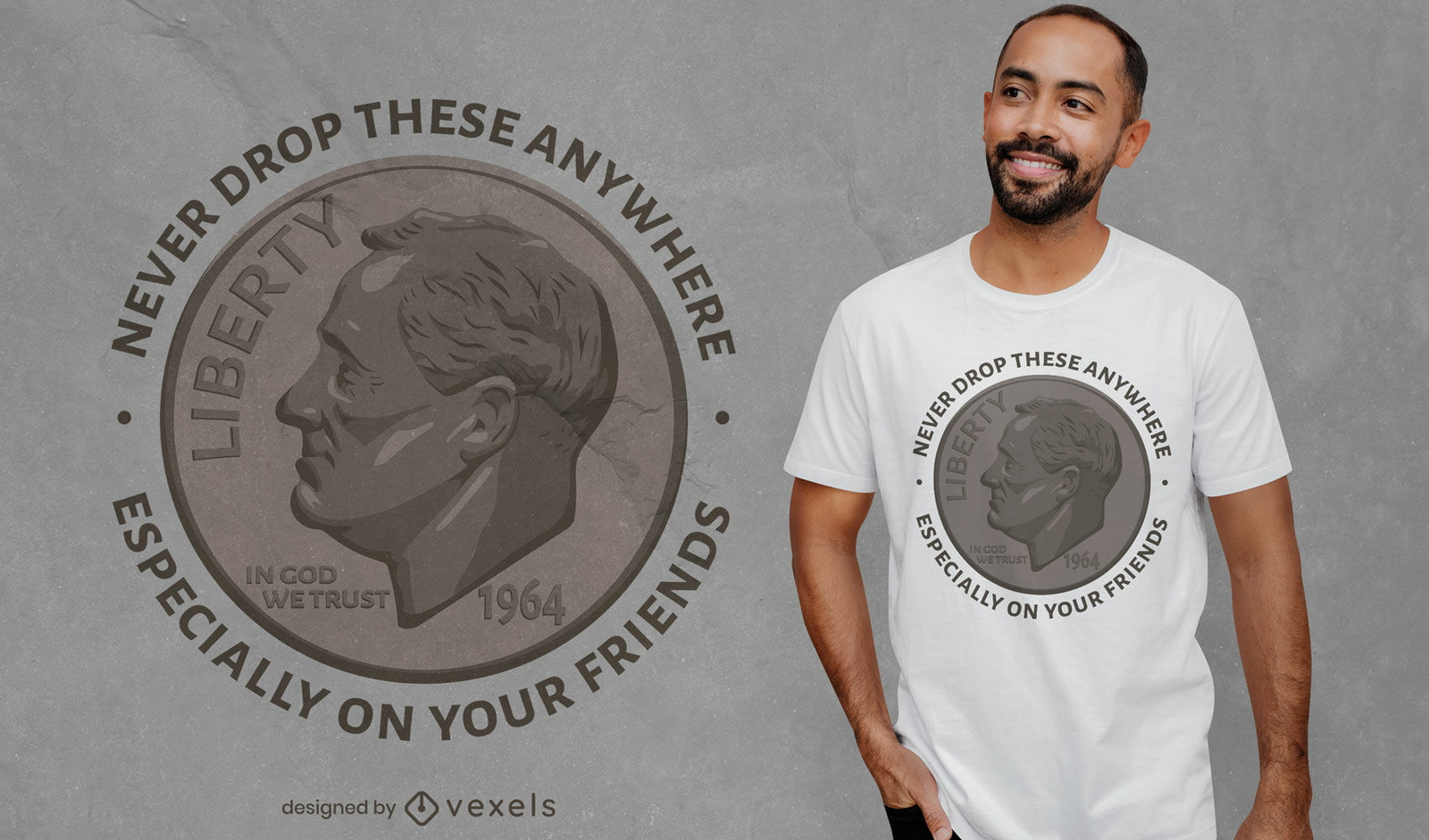 Design de camiseta com citação de moedas vintage