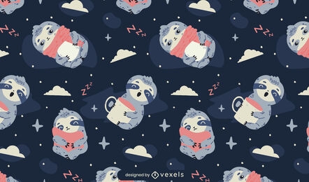 Cute sleepy sloths tileable pattern design
