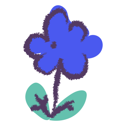 Einfaches blaues Blumendesign halbflach PNG-Design